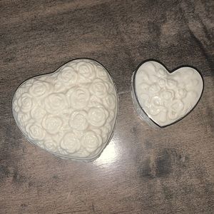 LENOX SET OF 2 HEART & ROSES TRINKET BOXES